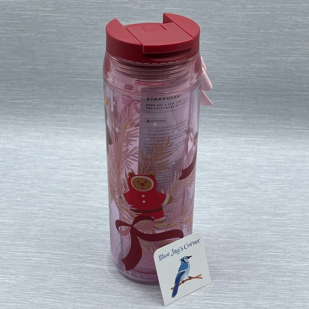 Starbucks Bearista Insulated Tumbler Pink Ribbon Key Charm‎ Christmas 2025